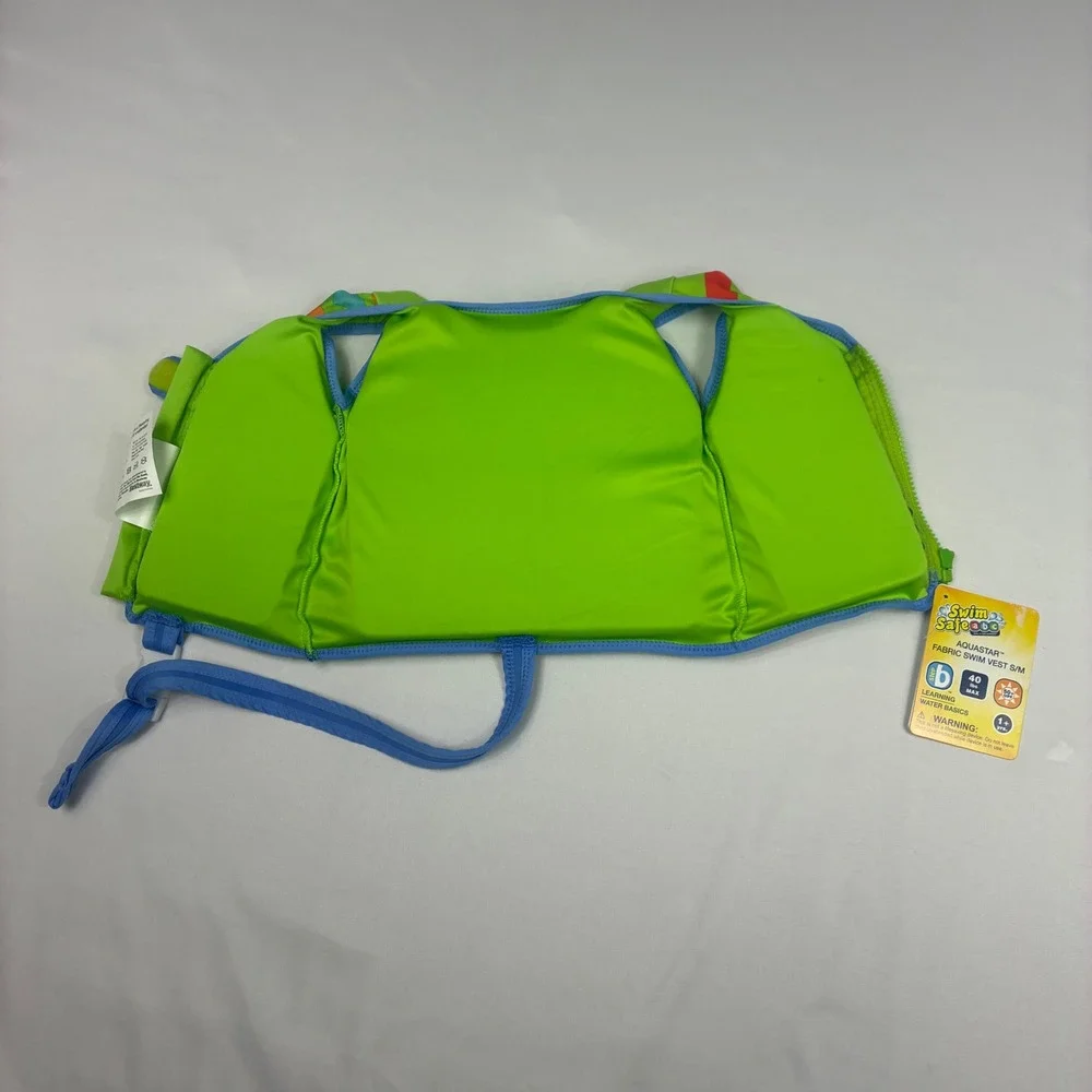 Swim Safe ABC Fabric Swim Vest Kids S/M Green NEW Step B Aquastar‎ Pool UPF 50